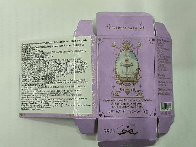 Flower Knows Strawberry Rococo Embossed Blush,Mauve Berry Rose Matte Powder Blush for Cheeks,Buildable & Blendable Face Makeup,Long-Lasting Cute Make Up for Women & Girls,0.16 Oz(G02 Little Cranberry) thumbnail 9