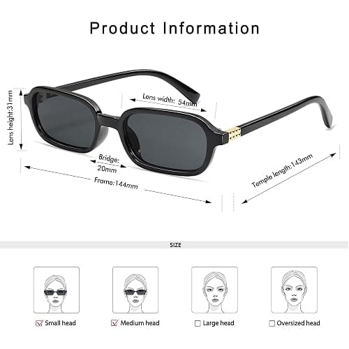Appassal Retro Rectangular Sunglasses for Women Vintage Fashion Trendy Funny Small 90s Square Sunnies 2025 AP3698 thumbnail 4
