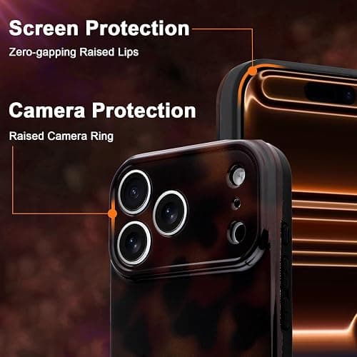 Wlxee Case for iPhone 17 Pro（6.3 inchs）, Stylish Leopard Tortoise Amber Design Slim & Shockproof Translucent Matte Brown Cover with Deep Tortoise Print thumbnail 5