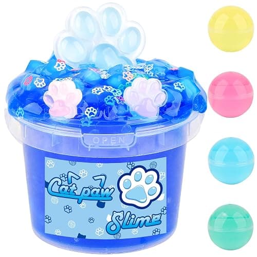 Blue Crunchy Cat's Paw Slime,Super Soft and Non-Sticky, Great for Birthday Gifts for Girl and Boys,Party Favors,Christmas Stocking Stuffers（300ml） thumbnail 8