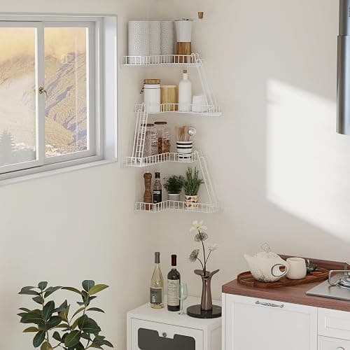 ENPKLUTE 4-Tier Fire Escape Wall Shelf - New York Style Fire Escape Shelf for Figures, Corner Floating Shelves for Wall, Trinket Display Shelves for Home Décor - White thumbnail 6