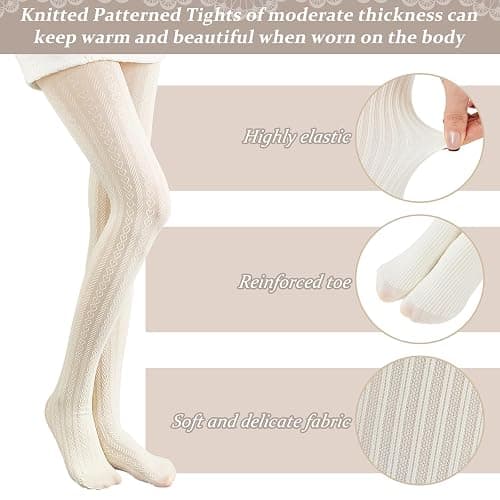 JaGely 1/2/3 Pair White Lace Tights for Women White Fishnet Hollow out Knitted Tights Lolita Stockings Lace Strips Pantyhose thumbnail 2