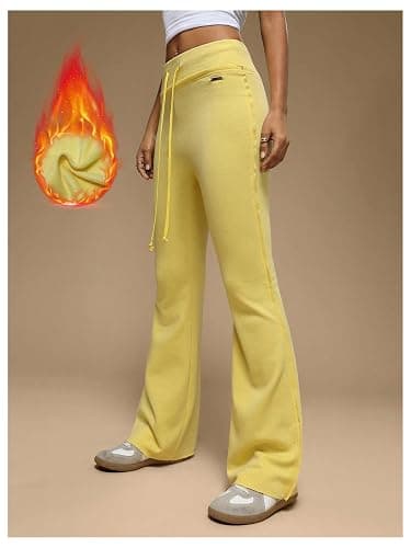 Verdusa Women's Drawstring Waist Flared Pants Bell Bottoms Casual Thermal Skinny Trousers thumbnail 3