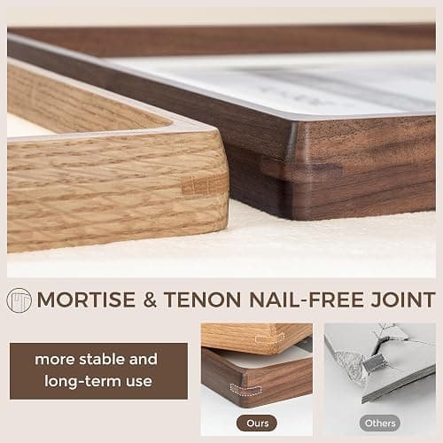 8x10 Picture Frame, USA-Sourced Natural Walnut Wood Photo Frame with Tempered Glass, Handcrafted Rounded Corner 8 x 10 Wooden Frame Matted to 5x7 Photos, Wall or Tabletop Display thumbnail 4