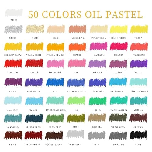 Artecho Oil Pastels Set of 50 Colors (8 x 60 mm), Soft Oil Pastels for Art Painting, Drawing, Blending, Art Supplies for Artists, Teachers thumbnail 3