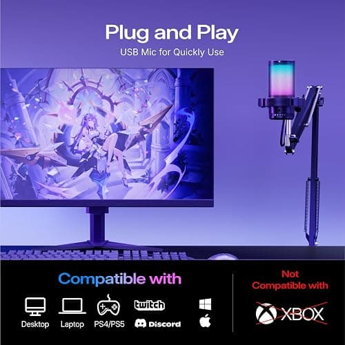 MAONO Gaming USB Microphone, Noise Cancellation Condenser mic with Mute, Gain, Monitoring, Boom Arm for Streaming, Podcast, Vocal, Twitch, YouTube, Discord, PC, Computer, PS4, PS5, Mac, DGM20S thumbnail 7