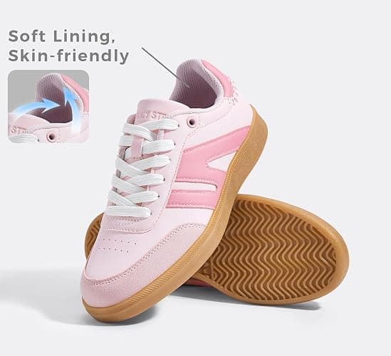 LUCKY STEP Women Classic Retro Gum Sole Fashion Sneakers Casual Tennis Skate Shoe Genuine Leather Walking Footwear Anti Slip Trainers thumbnail 4