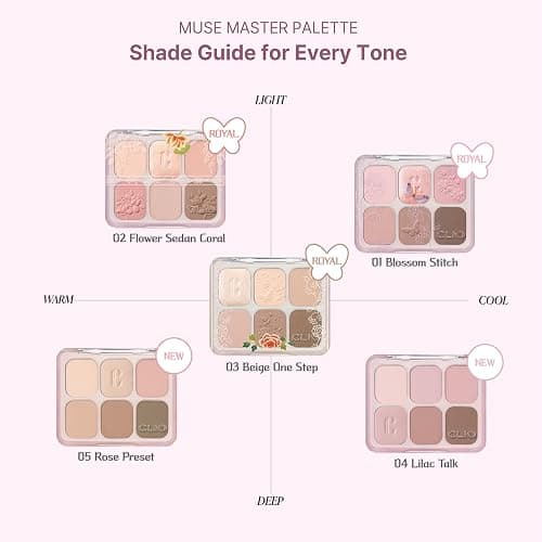 CLIO Muse Master Eyeshadow Palette, Korean Royal Heritage Edition, Baked Cream Powder Formula, Soft Lilac Mauve 6-Color with Matte & Shimmer for Daily Makeup, Safe for Sensitive Eyes (04 LILAC TALK) thumbnail 5
