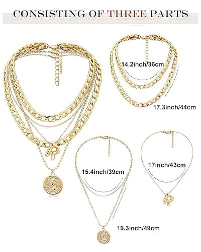 MJartoria Stocking Stuffers for Women-Layered Necklaces for Women Trendy Balloon Initial Pendant Necklace Dainty Chunky Chain Choker Necklaces Jewelry Birthday Gifts thumbnail 5