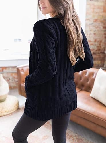 PRETTYGARDEN Women's Open Front Cardigan Sweaters Fall Fashion Button Down Cable Knit Chunky Winter Clothing Outerwear Coats thumbnail 2