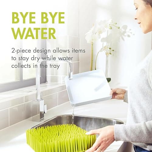 Boon Lawn Countertop Baby Bottle Drying Rack with Antimicrobial Tray - Spring Green - Bottle Rack and Organizer - Baby Feeding Essentials - 13.5 x 11 x 2.5 - 1 Count thumbnail 6