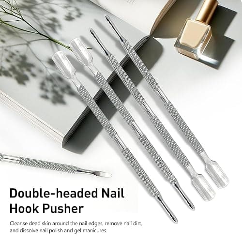 5-Piece Dual-Sided Cuticle Pusher Set - Professional Stainless Steel Manicure Pedicure Nail Care Tools thumbnail 4