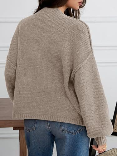 Saodimallsu Womens Oversized Cardigans Button Up Long Lantern Sleeve Chunky Knit Casual Soft Fall Sweater Coats thumbnail 5