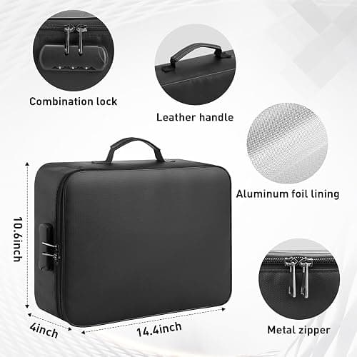 5200°F Fireproof Document Bag with Lock - Mondoshop Heat-Insulated Fireproof Document Box, Important Document Organizer, Portable Travel Fireproof Safe for Home Document, Passport, Laptop, Cards(Soft) thumbnail 4