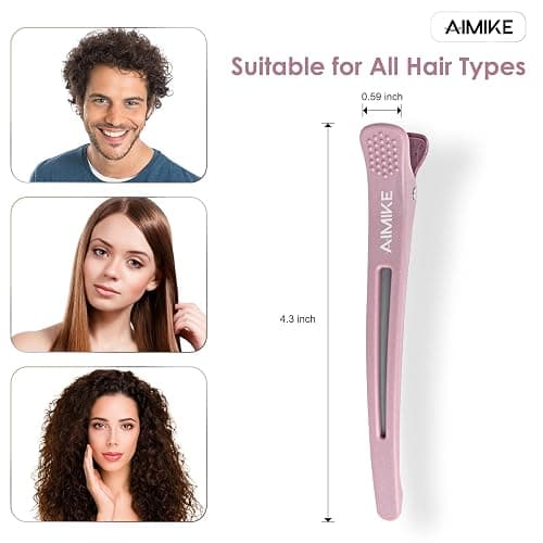 AIMIKE 12pcs Professional Hair Clips for Styling Sectioning, Anti-Slip No-Trace Duck Billed Hair Clips with Silicone Band, Salon and Home Hair Cutting Clips for Hairdresser, Women, Men - 4.3” Long thumbnail 7