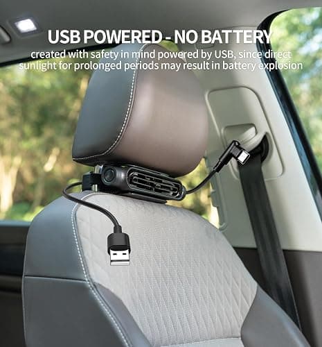 Car Seat Fan for Driver & Backseat - 2026 Upgraded Mini Portable USB Back Cooling Fan Kids Baby Quiet headrest Neck Fan Accessories with 3 Adjustable Wind Speeds for Almost Vehicle Jeep Van RV Truck thumbnail 5