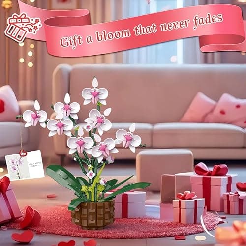 Orchid Building Set, Compatible with Lego Flowers for Adults,Botanicals Orchid Building Blocks Sets with Fairy Lights, Artificial Plant Home Decor, Gifts for Birthday, Valentine's Day, Mother's Days thumbnail 2