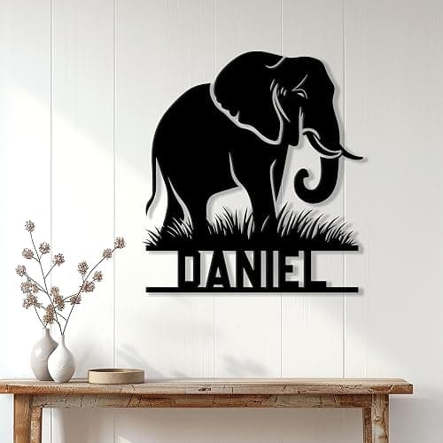 Custom Elephant Metal Sign – Personalized Name Wall Decor for Porch, Fence, Yard, Living Room, or Bedroom – Unique Gift for Mom, Dad, Kids, or Wildlife Lovers on Birthday or Family Celebration thumbnail 2