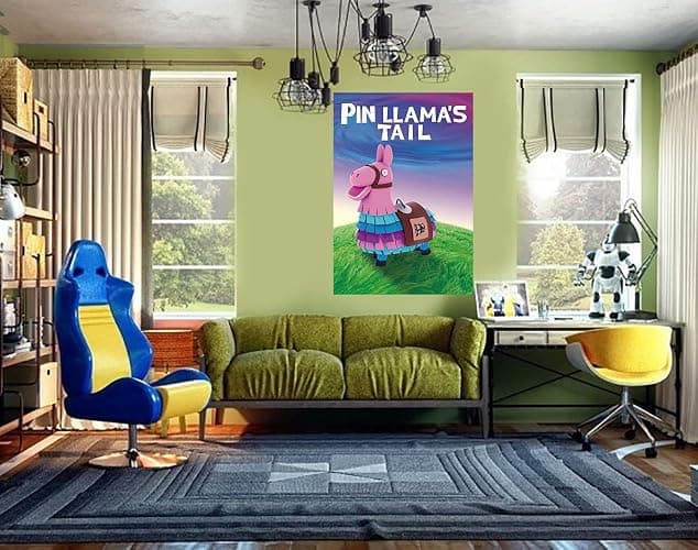 SEETCOMA Video Game Party Supplies - Pin The Tails on Llama, Large Poster with 24PCS Tails Stickers for Kid's Video Game Theme Party Decorations thumbnail 5