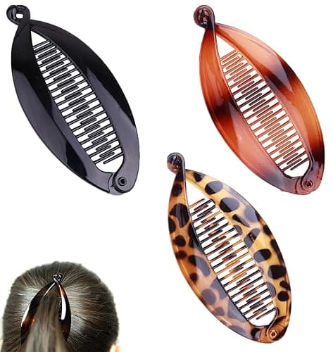 Ajinacious 3 Pcs Banana Hair Clips, Double Banana Clip Long Hair Clips, Vintage Clincher Combs Tool Accessories Fishtail Hair Clip Combs, Women Girls - Image 1