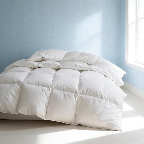 Martha Stewart Luxury White Goose Feathers Down Fiber Duvet Insert King Size - Hotel Collection 100% Cotton Cover Comforter, All Season Medium Warmth, Breathable, Hypoallergenic, 106 x 90 Inch - Image 1