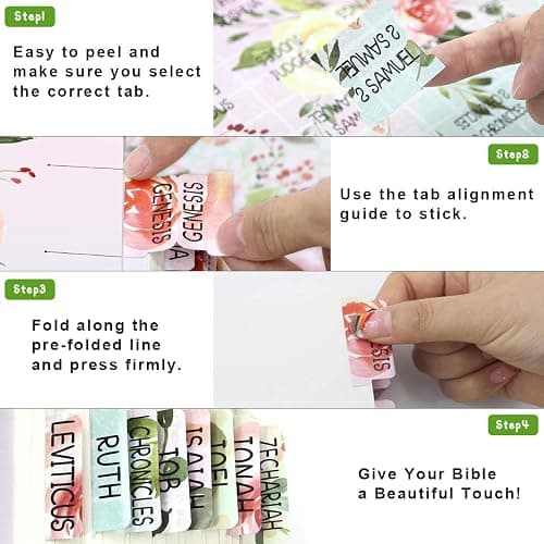 Fancy Land Floral Bible Tabs 90 Decorative Bible Tabs Laminated Colorful Bible Book Indexing Tabs Old and New Testament Laminated Matte Film Pretty Gift for Women Girls thumbnail 5