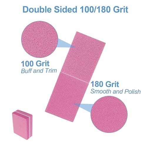 Nail Buffers (50 Pack), Mini Buffer Block Nail File for Acrylic Nails and Natural Nails, 100/180 Grit Nail Buffer Block Bulk Buffing Blocks for Nail Buff Professional Manicure File Blocks Set Pink - 50 Pcs Mini Pink/White thumbnail 4