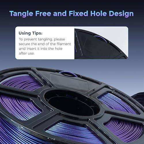 FLASHFORGE PLA Filament 1.75mm +/- 0.02mm Upgraded Nebula Purple, Color Changeable 3D Printer Filament 1kg, Chameleon 3D Printing Filament Changing Colors with Light, Perfectly Conceals Layer Lines thumbnail 6