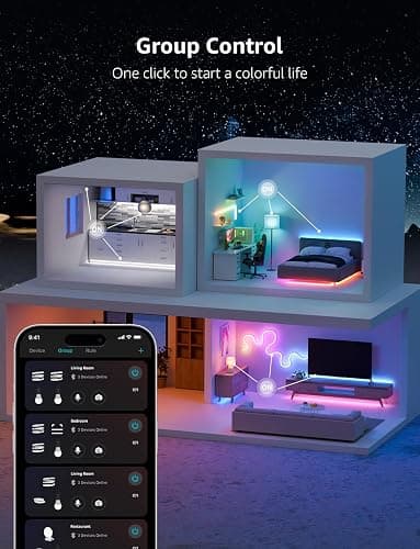 Lepro S1 AI LED Strip Lights for Bedroom - 16.4ft Smart RGB Light Strips with IC and Rainbow Chasing Effects, Color Segment DIY, Personalized Al Lighting Designer, No Remote, 2.4G Wi-Fi & Bluetooth thumbnail 8