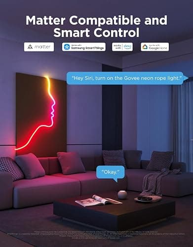 Govee RGBIC Neon Lights, LED Smart Neon Rope Light 2 Works with Matter, Alexa, Google Assistant, Custom DIY Neon Strip Lights for Bedroom and Wall Decor, Softer Material, 9.8ft, White thumbnail 3