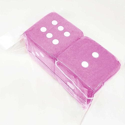 Pair 2.75” Pink with White Dots Mirror Fuzzy Plush Dice, Pink and White Soft Plush Car Decorative Hanging,Retro Square Decoration Dice for Car Hanging Accessories thumbnail 5
