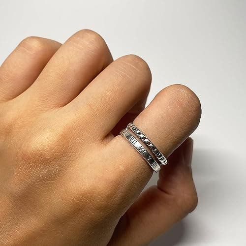 Ch.yishi Handmade Vintage 925 Sterling Silver Wide Band Rings for Women/Men,Adjustable Thumb Finger Ring thumbnail 2