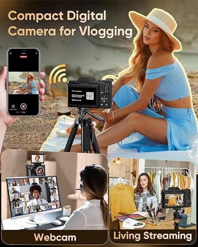 4K Digital Camera for Photography with WiFi,64MP Autofocus 3'' 180° Flip Screen 16X Zoom Vlogging Camera for YouTube, Compact Travel Camera for Beginners, Anti-Shake, 32GB Card, 2 Batteries, Black thumbnail 6