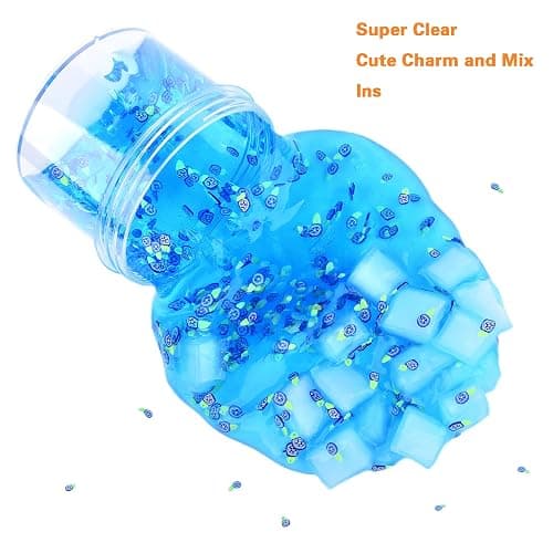 MKAKJWAW 7OZ Blue Clear Slime Jelly Cube Crystal Putty Non-Sticky Premade Stress Relief Toys Holiday Birthday Gifts Party Favor for Girls Boys thumbnail 2