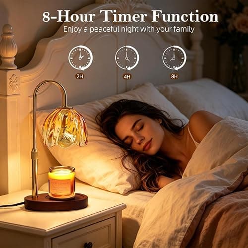 Flower Candle Warmer Lamp with Timer, Dimmable Adjustable Height Wax Melts Warmer for Jar Candles, Birthday Gifts for Womer Mom, House Warming Gifts New Home, Bedroom Living Room Decor (Amber) thumbnail 6