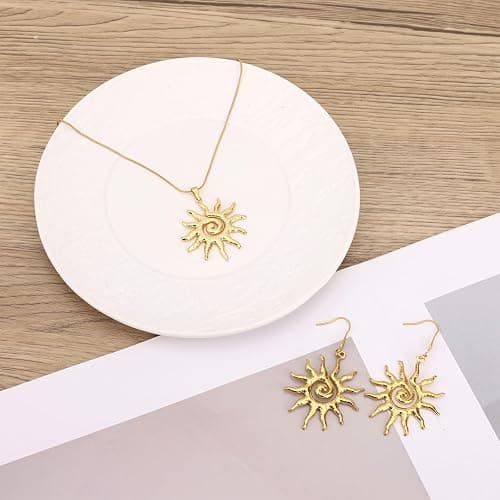 Mikovivi Magische Sonne Sonnenkette Gold für Frauen, Zierlich Sonnenblumen Anhänger Solar Anhänger Halskette Elegant Statement Schmuck Geschenk thumbnail 3