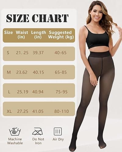 HONGTEYA 2 Pairs Fleece Lined Tights Women - Warm Sheer Pantyhose Fake Translucent Tights Winter Thermal Leggings thumbnail 6