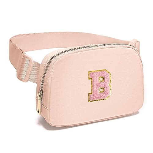 Gitus 6 7 8 9 10 Year Old Girl Gifts Belt Bag Fanny Pack Crossbody Bags with Initial Letter Patch Things for Teen Girls Easter Gifts for Girls Travel Essentials（Coral Pink-B） thumbnail 8