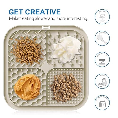 Zonopy Licking Mat for Dogs & Cats with Suction Cups, 1 Pack Square Dog Slow Feeder Lick Pat for Anxiety Relief and Boredom, Dog Toys to Keep Them Busy, Pets Grooming Training Bathing Mat thumbnail 3