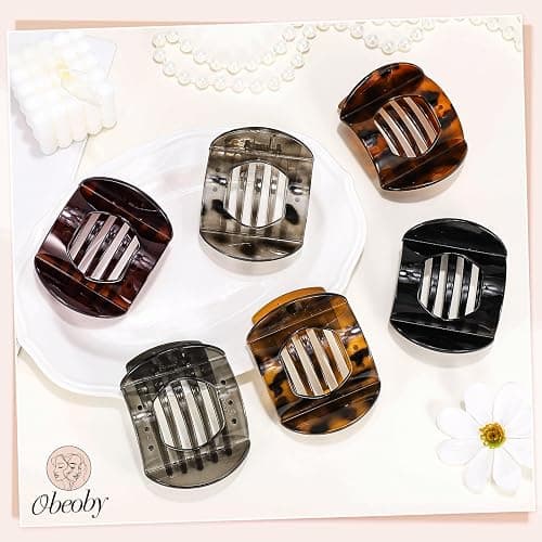 Obeoby 6 PCS Flat Hair Clips, Medium Flat Claw Clips French Hair Barrettes Accessories for Women Girls (Tortoiseshell) thumbnail 7