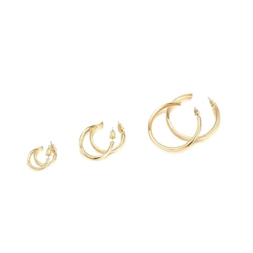 PAVOI 14K Gold Plated Hoop Earrings for Women - 2mm Thick Infinity Hoops - Lightweight Loop Earrings Set thumbnail 3