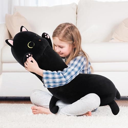 MaoGoLan Long Cat Body Pillow for Kids, 44'' Big Kitten Plush for Adults, Big Black Cat Stuffed Animal for Girl, Large Kitten Plush Throw Pillow for Mother's Day Birthday Gift, Baby Shower Party Decor thumbnail 9