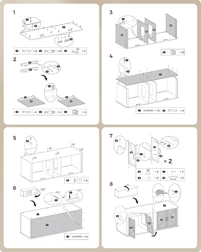 Feandrea Double Cat Litter Box Enclosure, Modern Litter Box Furniture Hidden for 2 Cats, Front Entry, Cat House, Side End Table, TV Stand, 59 x 19 x 19.5 Inches, Heather Griege UPCL010G01 thumbnail 7