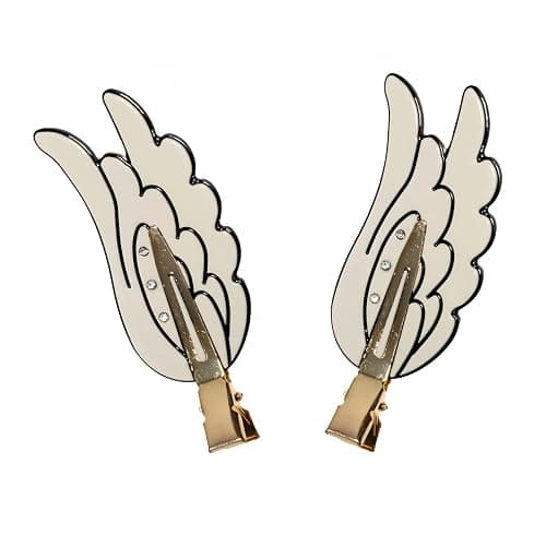 2 Pcs Angel Wings Hair Clips, Cartoon Hair Clips Cute Barrettes Rhinstone Non Slip Hair Clamps Barrettes for Women White - Image 1