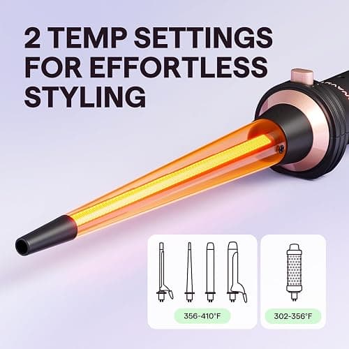 Wavytalk 5 in 1 Curling Iron Set with Curling Brush and 4 Interchangeable Ceramic Curling Wand (0.35"-1.25”), Wand Curling Iron Instant Heat Up, Dual Voltage Hair Curler thumbnail 6