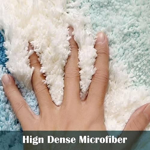 ZSHIFANG Soft Shag 3D Stereo Wave Moss Bedside Rug 20"×36" Cute Navy Blue Runner Rug Non Slip Washable Bathroom Rugs Bath Mats for Bedroom Bathroom Hallway Home Decor Indoor Doormat Shower Mat thumbnail 8