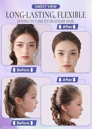 SWEET VIEW Hair Wax Stick, Flexible Hold Fly Away Hair Tamer, Slick Back Hair Cream/Gel for Sleek Ponytail, Smooth Flyaways & Frizz, Non-Greasy Hair Styling Accessory Pomade/Balm for Toddler, Kid thumbnail 2