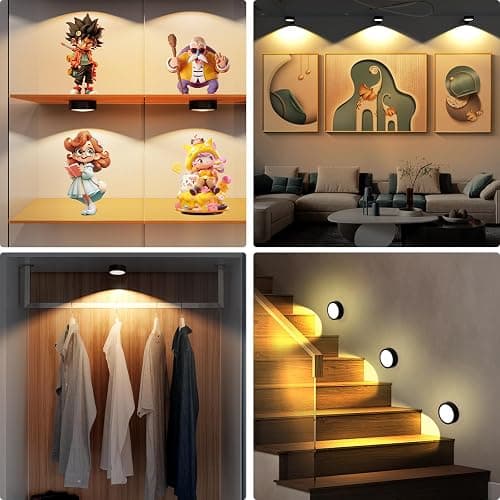 3 Pack Picture Lights for Wall, Rechargeable Battery Operated wall lights, Picture Frame lights with 3 Lighting Modes, Wireless Magnetic Painting Light with Remote Control Timer (Black, 3 Pack) thumbnail 7