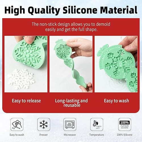 KALAIEN Snowflake Silicone Mold,2Pcs Christmas Silicone Mould Snowflake Fondant Mold,3d Winter Cupcake Topper for Chocolate Cake Decoration Molds thumbnail 6