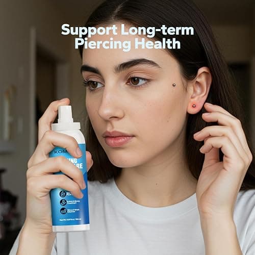 Komoko Piercing Aftercare Spray (5.07 Fl Oz), Saline Spray for Piercings & Ear Piercing Cleaner, Gentle Saline Solution for Piercings, Fast Piercing Bump Solution for Nose, Ears, Belly & More thumbnail 3